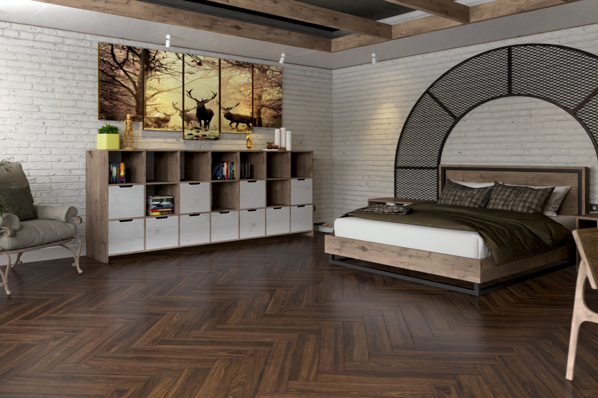 Инженерный паркет «Damy Floor» Каштановый (укладка елочкой) — купить в Сургуте